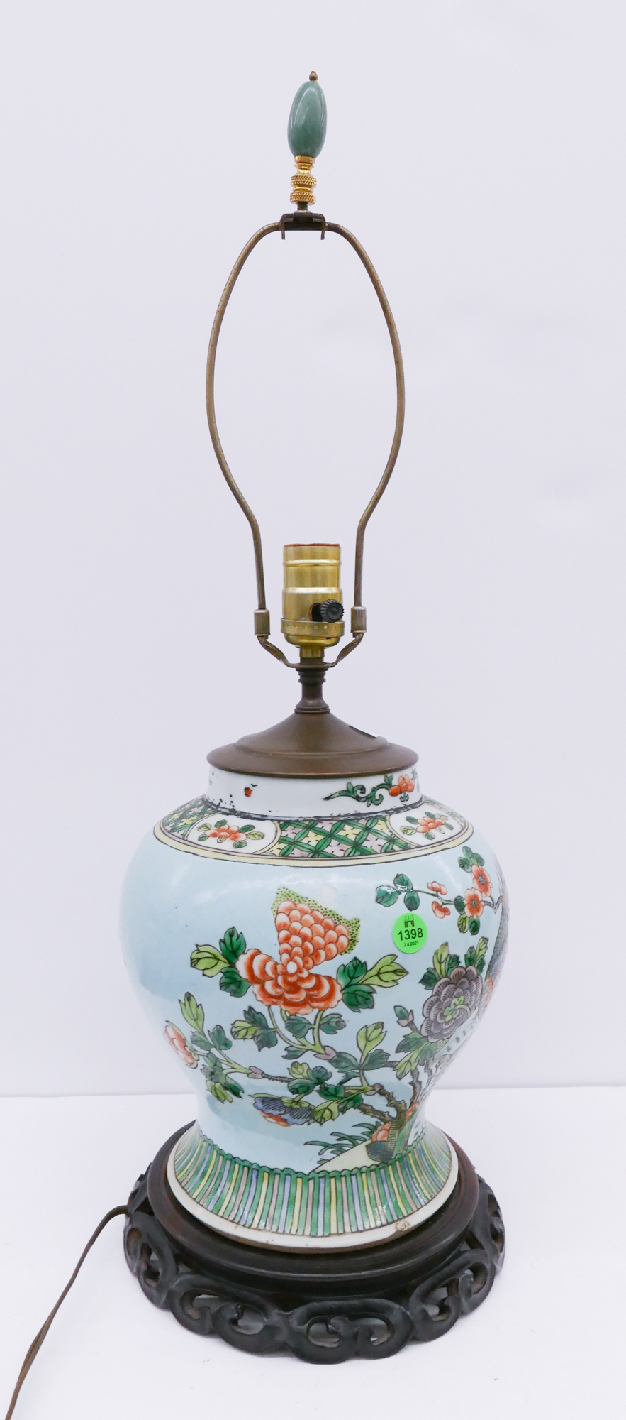 Appraisal: Antique Chinese Pheasant Jar Table Lamp- ''