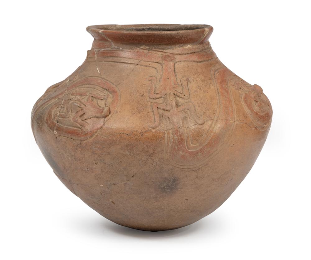 Appraisal: LARGE PRE-COLUMBIAN POTTERY VESSELLarge Pre-Columbian Pottery Vessel painted and incised