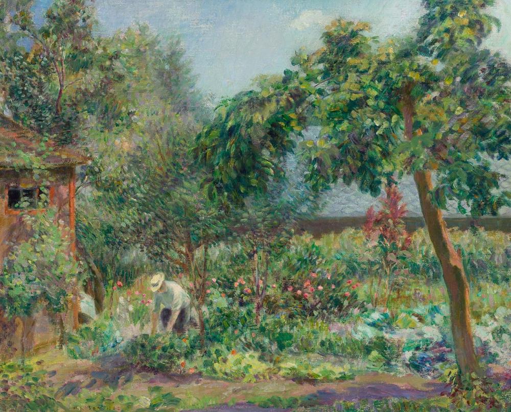 Appraisal: HUGO ROSENFIELD American - In the Flower Garden oil on