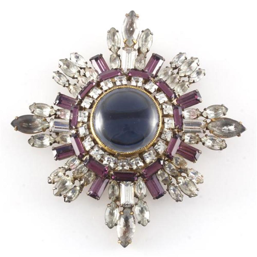 Appraisal: UNSIGNED 'S STAR PIN BROOCH WITH CLEAR AND AMETHYST COLOR