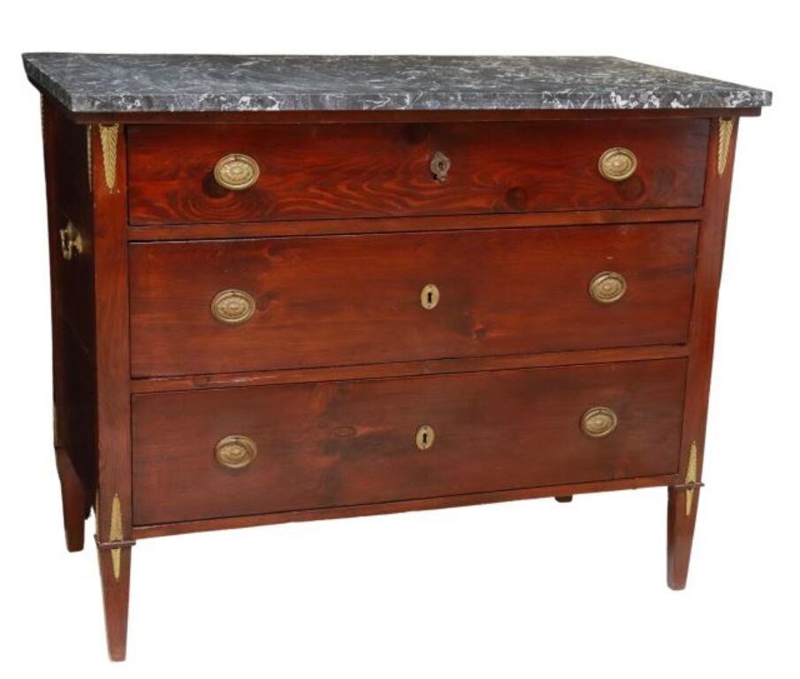 Appraisal: French Empire style marble-top commode th c case in mahogany