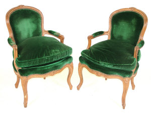 Appraisal: A pair of Louis XVI style fauteuils stamped Brizard the