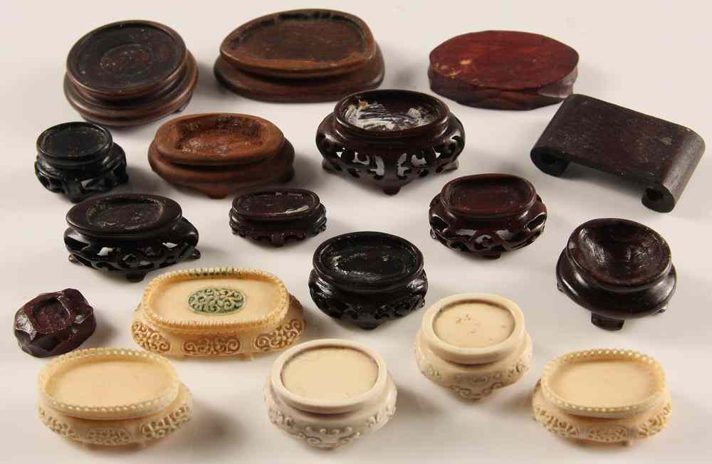 Appraisal: STANDS - Collection of Carved Ivory and Wood Snuff Bottle