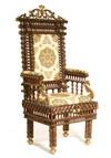 Appraisal: MONUMENTAL FOLK ART SPOOL CHAIR - Circa - high back