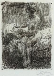 Appraisal: ANDERS ZORN ETCHING PENCIL SIGNED NUDE ANDERS ZORN Swedish -