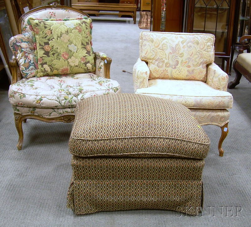 Appraisal: Two Louis XV Style Upholstered Carved Hardwood Armchairs and an