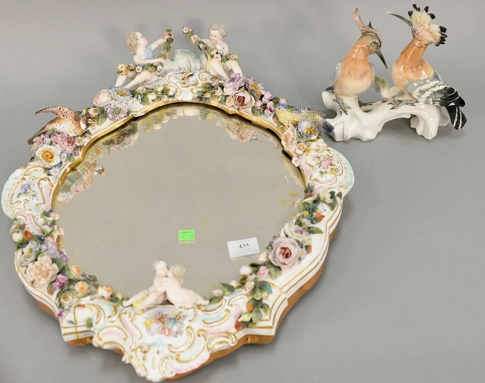 Appraisal: Two piece lot to include Dresden mirror and double bird