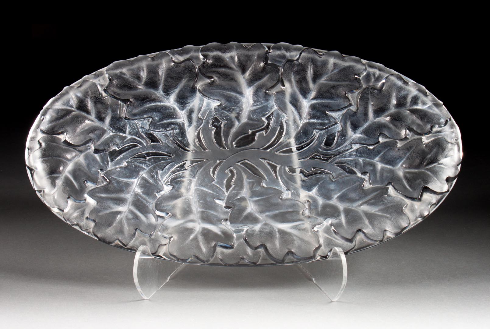 Appraisal: Lalique crystal Chene platter designed by Marc Lalique partially frosted