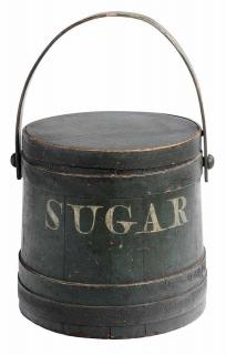 Appraisal: Finely Crafted Covered Sugar Firkin in Original Green Paint New