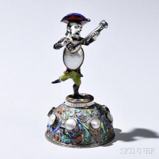 Appraisal: Austrian Silver Enamel and Shell Musician late th century early