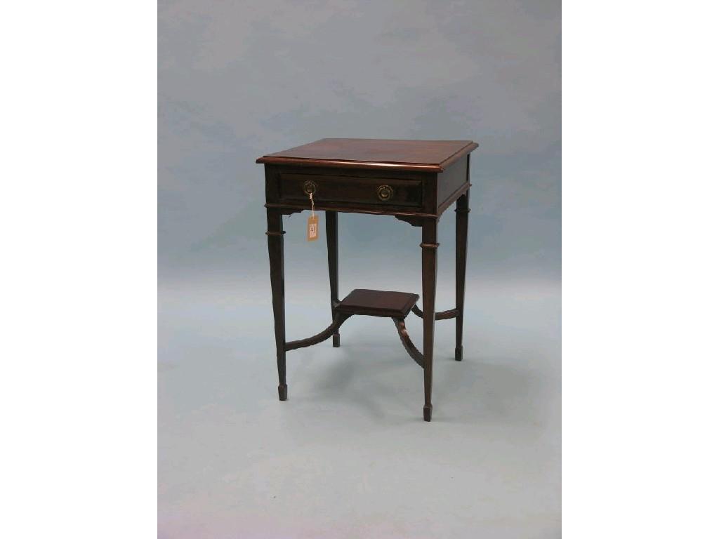 Appraisal: A mahogany side table square-shape with single frieze drawer on