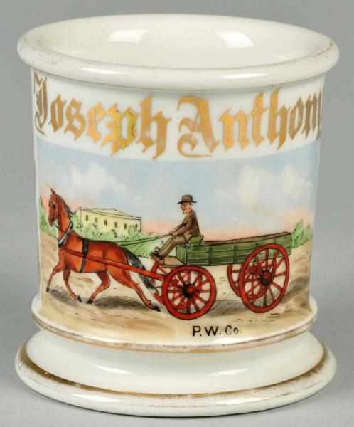 Appraisal: Single Horse-Drawn Open Green Wagon Description Gilt name Joseph Anthony