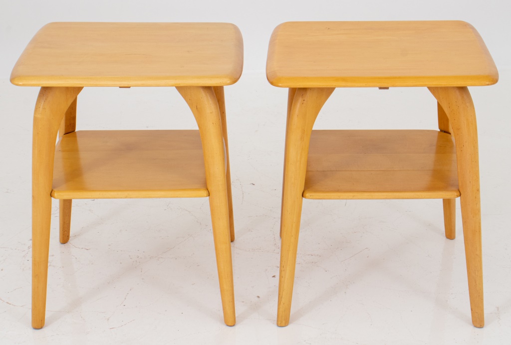 Appraisal: BEAUCHEMAIN BROS MIDCENTURY MODERN TABLES PAIR Midcentury modern pair of