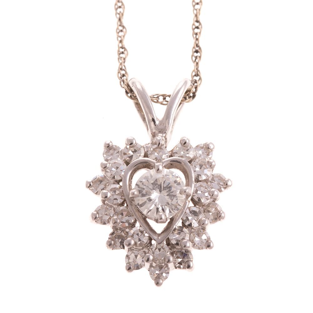 Appraisal: A Ladies K White Gold Diamond Heart Pendant K white