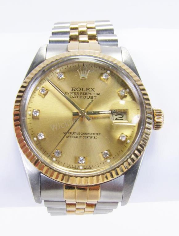 Appraisal: Gents Stainless k Rolex Datejust-with k fluted bezel gold dial