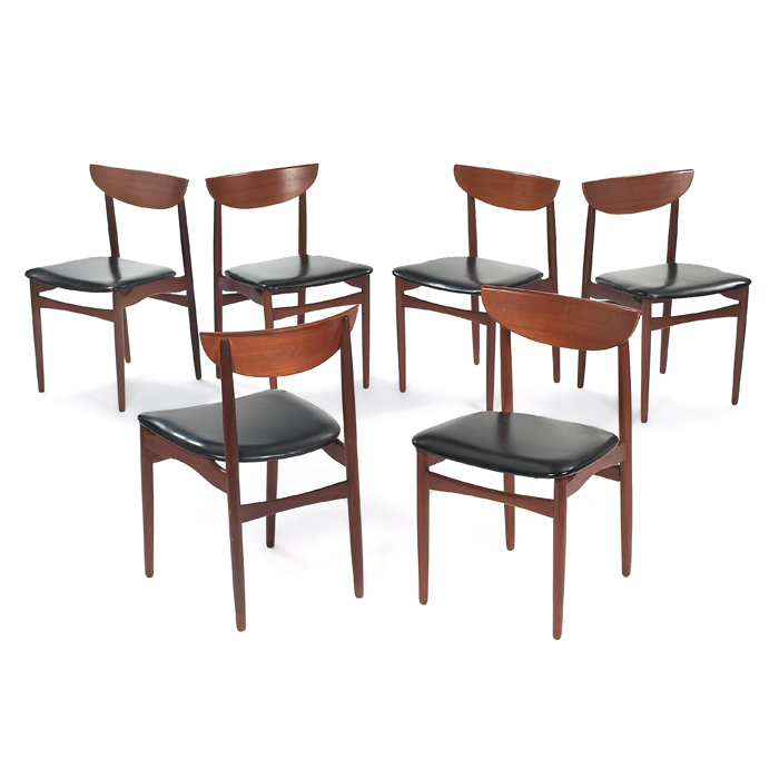 Appraisal: Dyrlund dining chairs six Denmark crescent-shaped curved backrests with lip