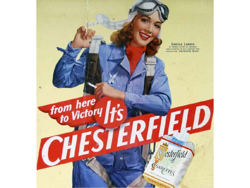 Appraisal: Chesterfield Tobacco Advertising Sign Featuring Ca Description '' x ''