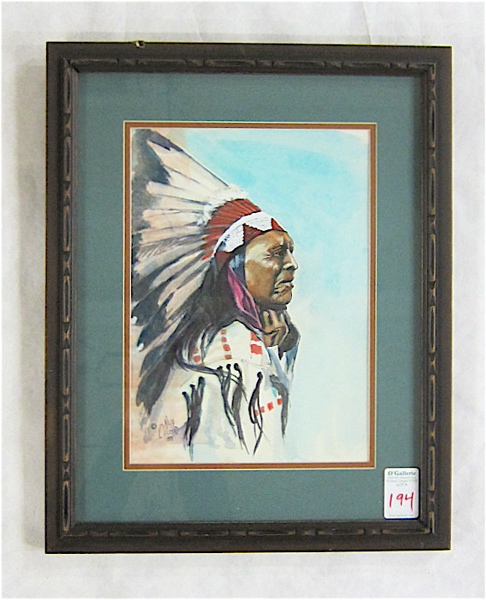 Appraisal: RALPH CRAWFORD WATERCOLOR ON PAPER Idaho th century Native American