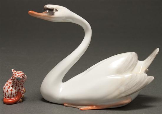 Appraisal: Herend porcelain figure of a swan together with a similar