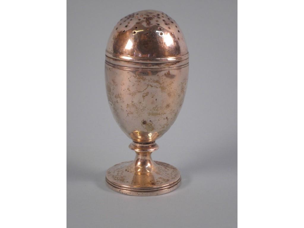 Appraisal: A George III silver pepper pot of ovoid form on