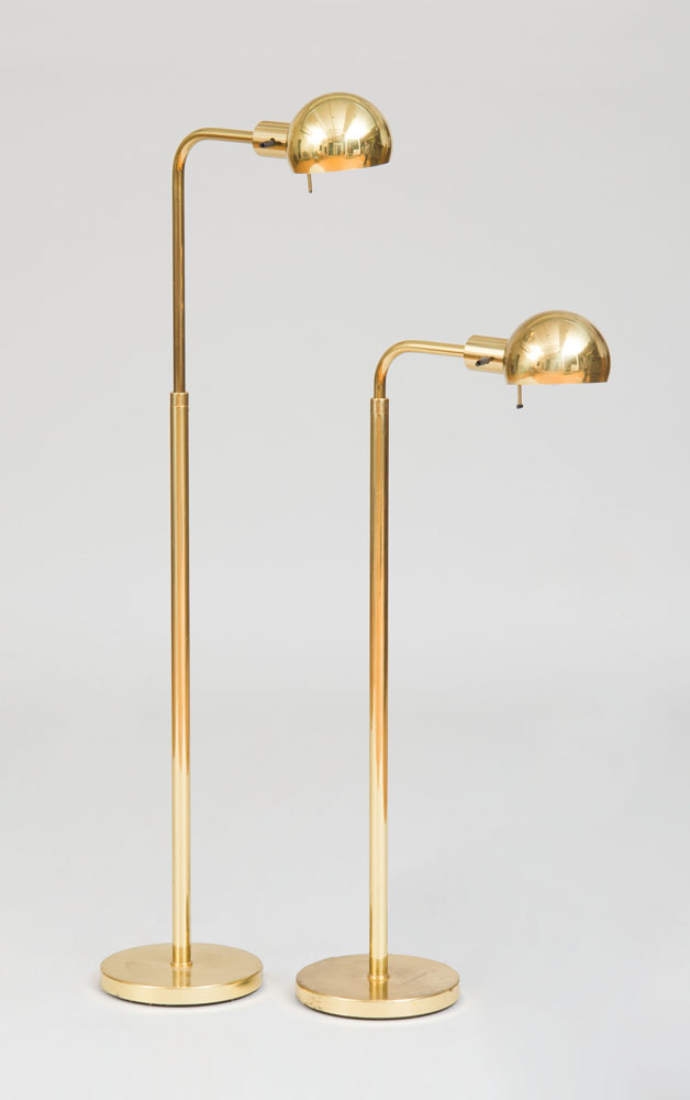 Appraisal: PAIR OF METALARTE BRASS RETRACTABLE FLOOR LAMPS SPAIN x in