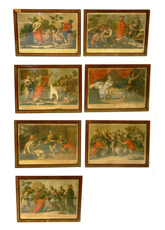 Appraisal: After Giovanni Volpato Italian - seven colored engravings c depicting