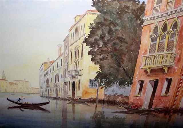 Appraisal: ROBERT GERHARDT TH CENTURY A Venetian canal with gondolas signed