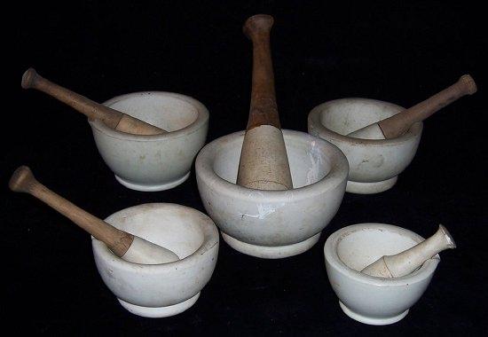 Appraisal: Five alabaster mortars and pestles various sizes