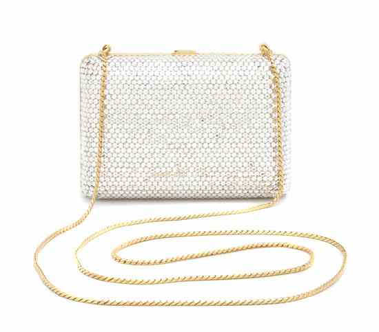 Appraisal: A Judith Leiber Silver Minaudiere with a goldtone chain strap