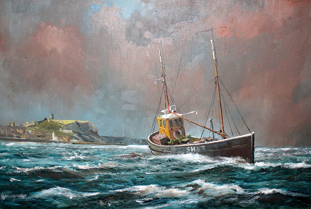 Appraisal: TH CENTURY ENGLISH SCHOOLA fishing boat off the coast of