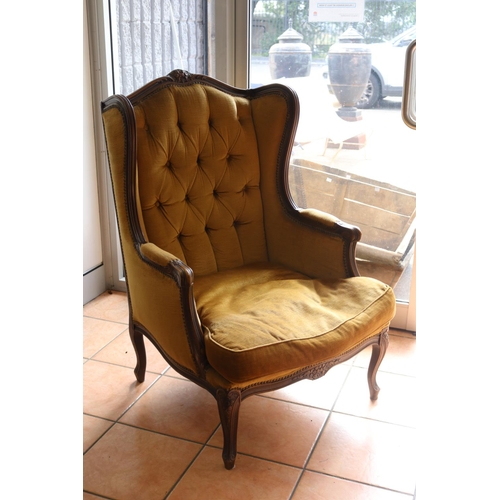 Appraisal: Vintage French Louis XV style wingback armchair