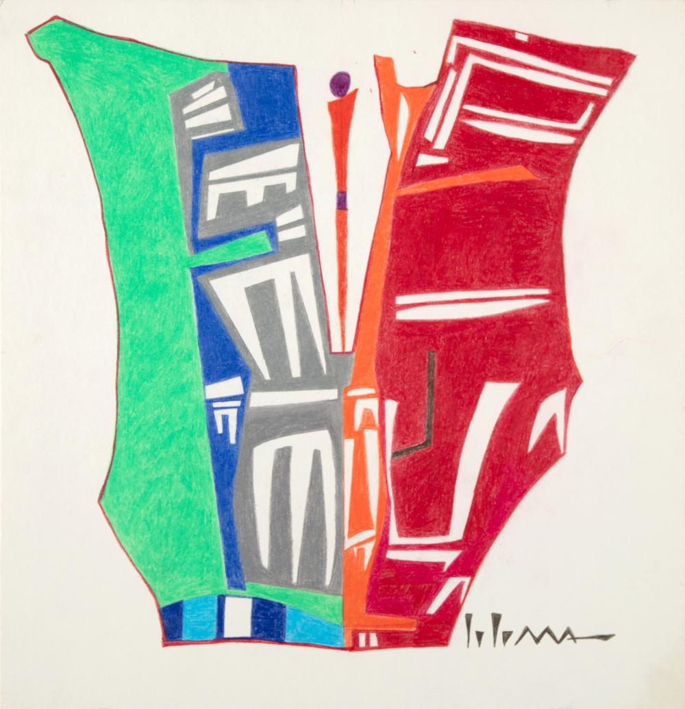 Appraisal: Charles Loloma Hopi - Untitled Abstraction colored pencil on paperboard