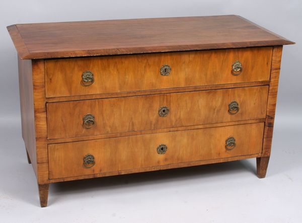 Appraisal: Late th Century Italian fruitwood three drawer chest h x