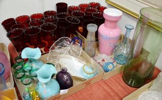 Appraisal: Four box lots to include three bristol glass vases ruby