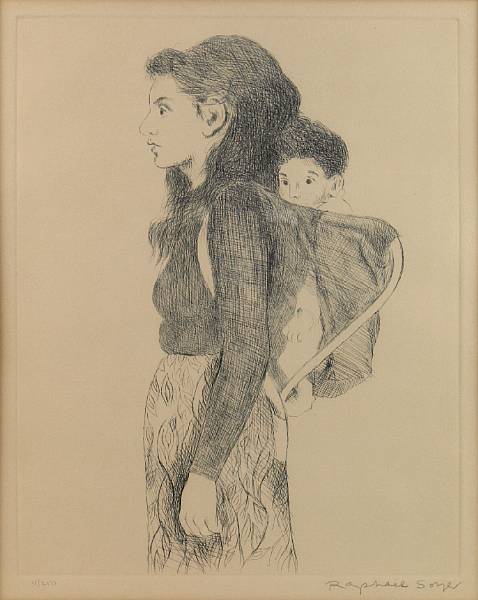 Appraisal: Raphael Soyer American - Young Mother Etching on wove paper