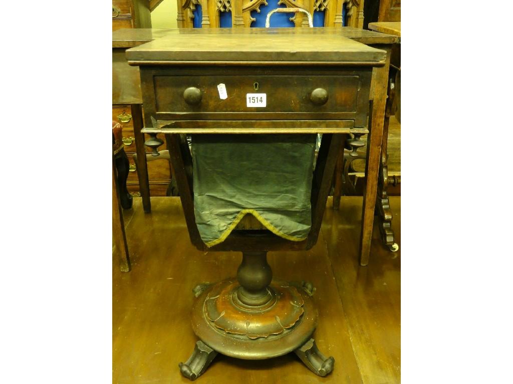 Appraisal: A Victorian mahogany sewing games table the square cut top