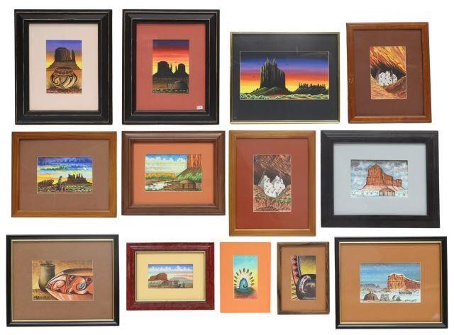 Appraisal: lot of Framed watercolor and gouache paintings on paper signed