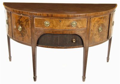 Appraisal: An early th century mahogany demi-lune sideboard with satinwood and