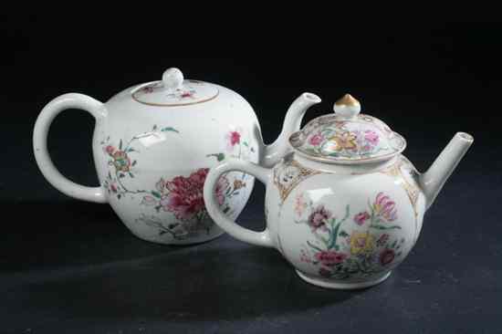 Appraisal: TWO CHINESE FAMILLE ROSE PORCELAIN TEA POTS Qianlong period circa