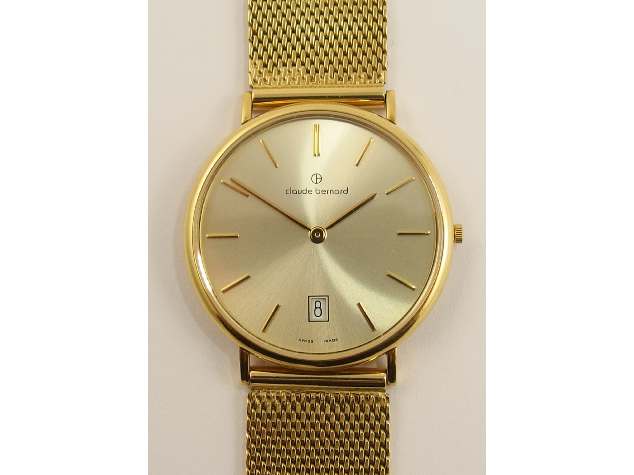 Appraisal: An ct gold Claude Bernard gents watchthe brushed gold colour