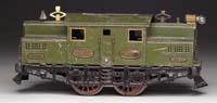 Appraisal: IVES STANDARD GAUGE -WHEEL ELECTRIC LOCOMOTIVE Dark olive with brass