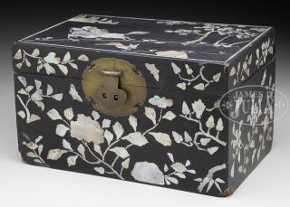 Appraisal: LACQUERED BOX WITH MOTHER OF PEARL INLAY China th century