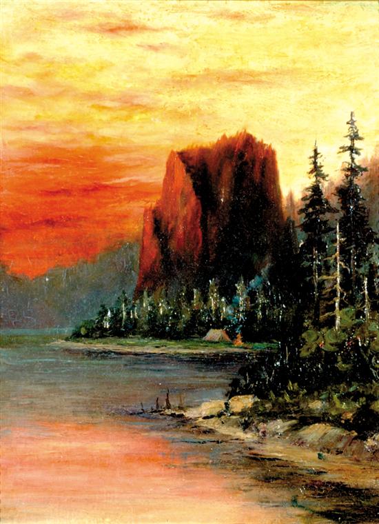 Appraisal: Thomas Moran manner of Pennsylvania California - RED SKIES ALONG