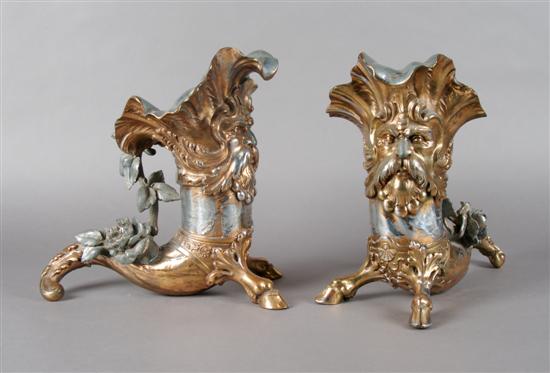 Appraisal: A Pair of Silvered and Gilt Cornucopia Height inches