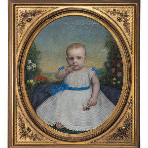 Appraisal: American School th th Century Portrait of a Baby oil