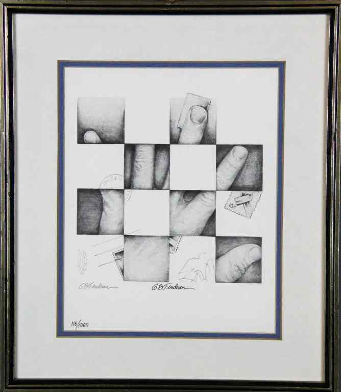 Appraisal: Gary Trudeau Lithograph On PaperDepicting fingers within abstract cubes number