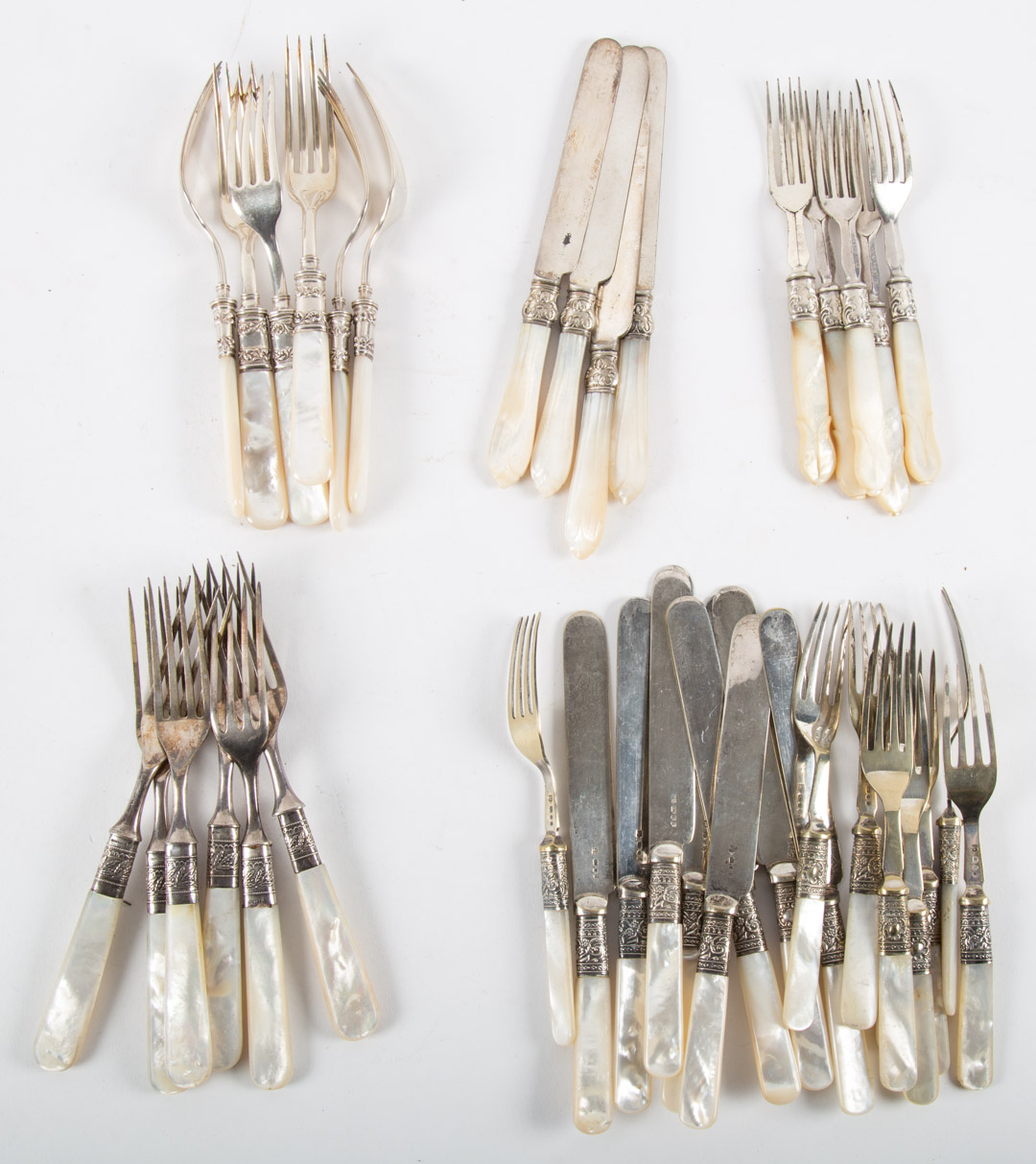 Appraisal: Group of mother-of-pearl handled flatware sets