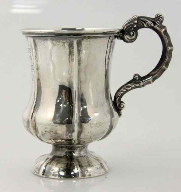 Appraisal: A Victorian silver christening mug HL London date letter worn