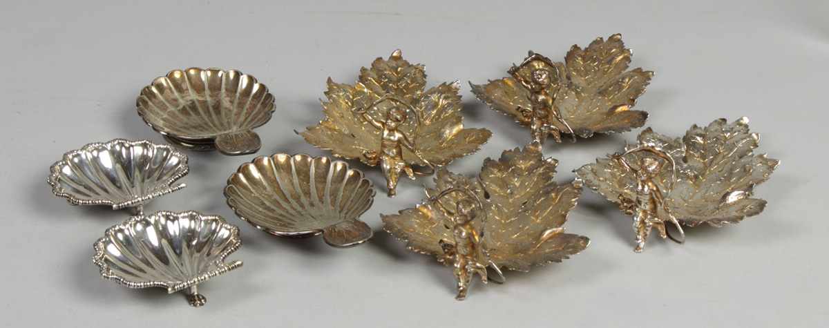 Appraisal: Sterling leaf form nut dishes silver plate nut dishes Sterling