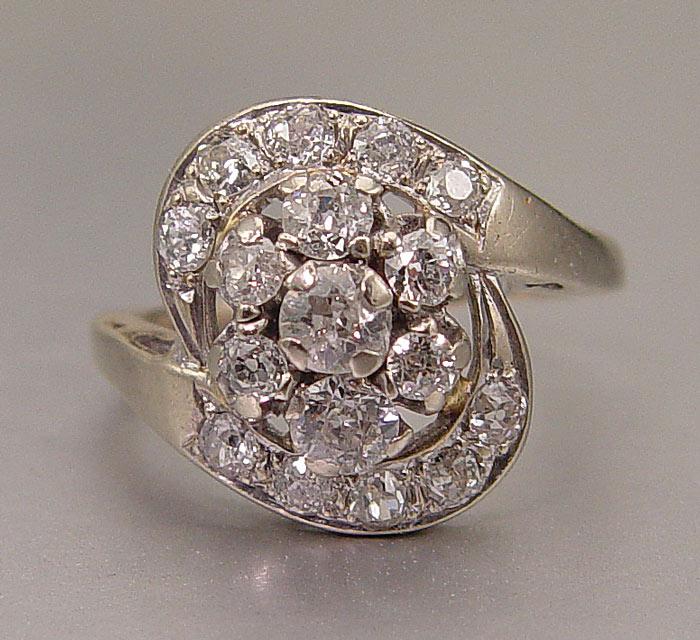 Appraisal: K DIAMOND FASHION RING K white gold ring contains old